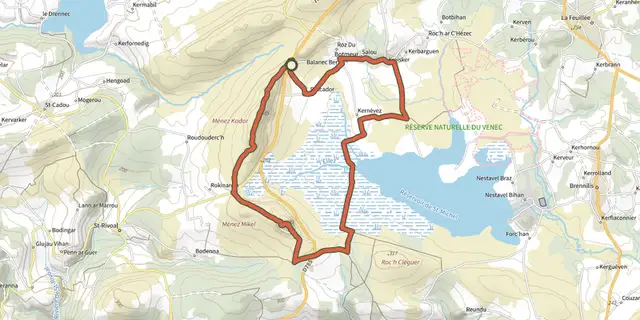 Tracé de Circuit des Landes et Tourbières sur le Plan IGN