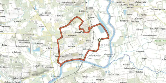 The De la Vilaine aux Demoiselles track on the IGN map