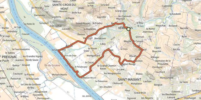 Tracé de Saint-Maixant : boucle locale sur le Plan IGN