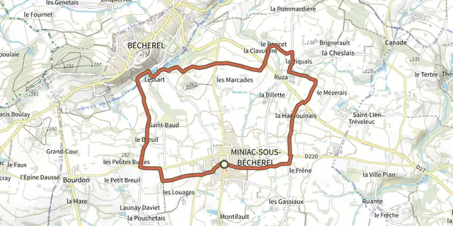 The Les Roches du Diable track on the IGN map