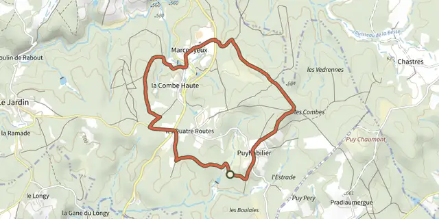 Tracé de Sur les chemins de Marcouyeux sur le Plan IGN