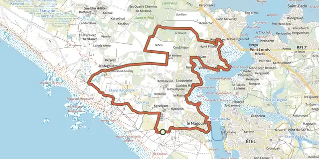 Tracé de Vers la Ria d'Étel sur le Plan IGN