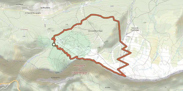The Montagne de l'Audibergue track on the IGN map
