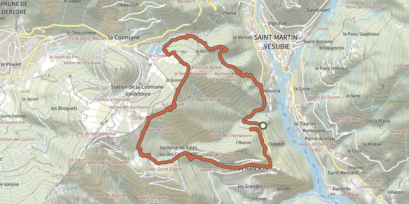 Map of the Circuit du Conquet track on the IGN map, with the start and numbered waypoints