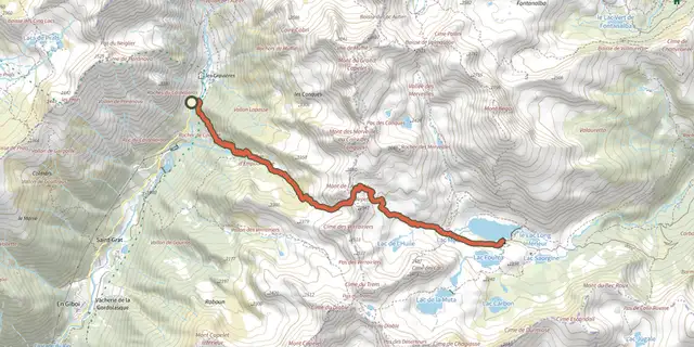 Tracé de Les Merveilles par la Gordolasque sur le Plan IGN