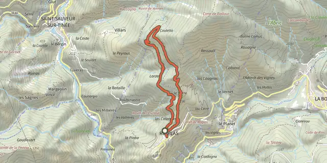 Tracé de Circuit de la Couletta sur le Plan IGN