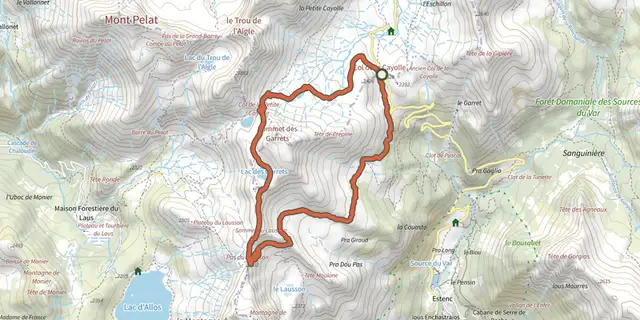 Tracé de Circuit des Lacs sur le Plan IGN