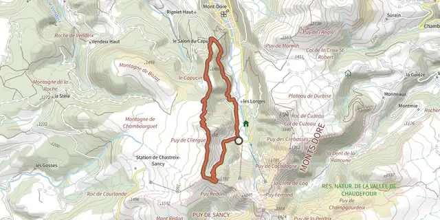 Tracé de Le Capucin et le Puy de Cliergue sur le Plan IGN