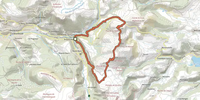 The Les Cascades track on the IGN map