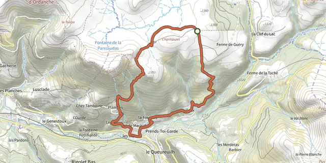 The Le Puy Gros track on the IGN map
