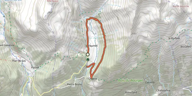 Tracé de Vallon de l'Orgère sur le Plan IGN