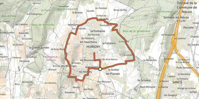 Tracé de Circuit des crêtes du Gros Mont sur le Plan IGN
