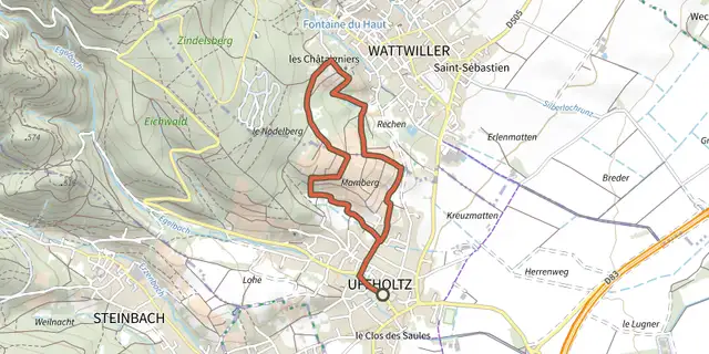 Tracé de Le sentier viticole coteaux du Vieil-Armand sur le Plan IGN