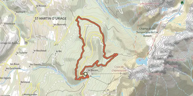 Tracé de Circuit des Cimes sur le Plan IGN