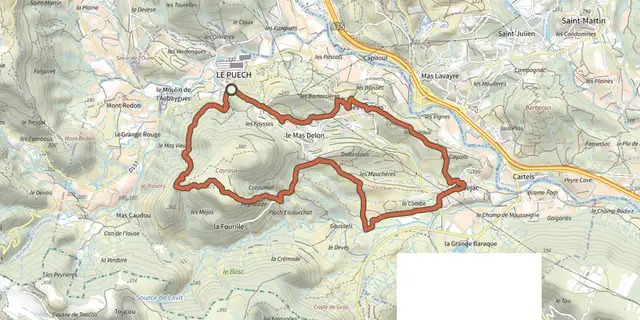 Tracé de Le Cayroux sur le Plan IGN