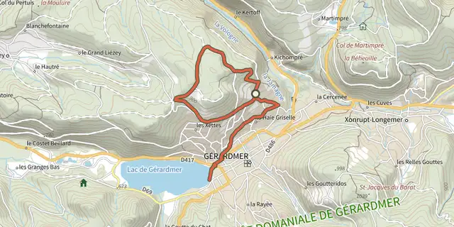 The Tour du Haut des Xettes track on the IGN map