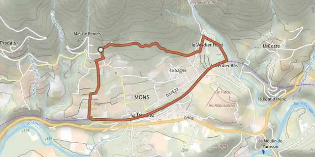The Mons track on the IGN map