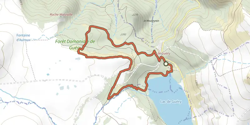 Map of the Sentier bleu de la Maison des Fleurs track on the IGN map, with the start and numbered waypoints