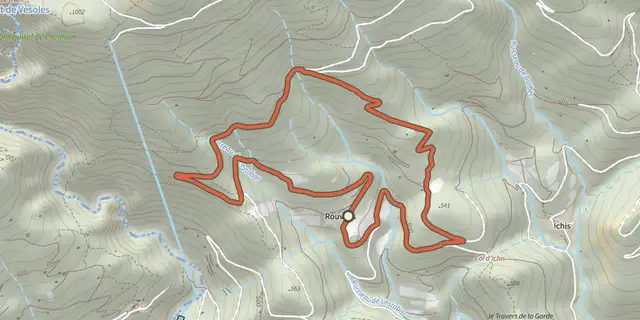 The Chemin de la mémoire track on the IGN map