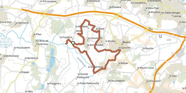 Tracé de Sentier Bocage et Marais sur le Plan IGN