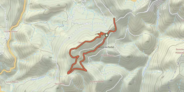 Tracé de Le Malpey (bleu) sur le Plan IGN