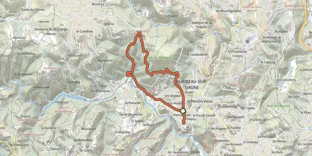 Tracé de Circuit de Peygros sur le Plan IGN