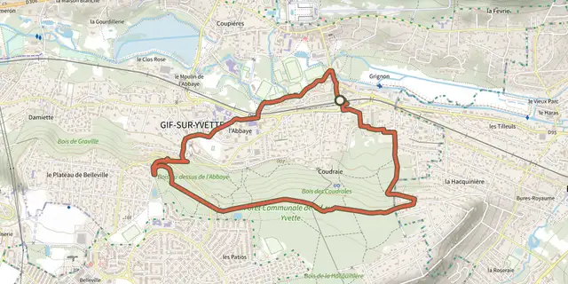 Tracé de Boucle de l'Abbaye sur le Plan IGN