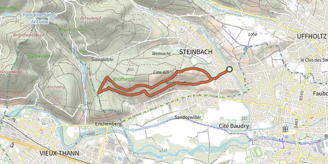 Tracé de Le sentier viticole "Cote 425" sur le Plan IGN