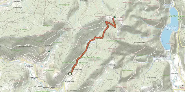 Tracé de Sentier Guy Mercier sur le Plan IGN
