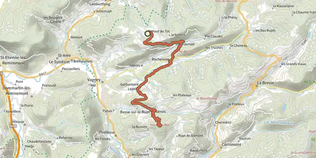Tracé de Sentier des 4 communes sur le Plan IGN