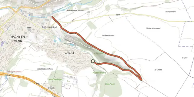The À la découverte de Magny track on the IGN map