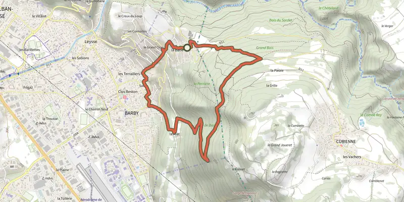 Map of the Circuit de la Miat track on the IGN map, with the start and numbered waypoints