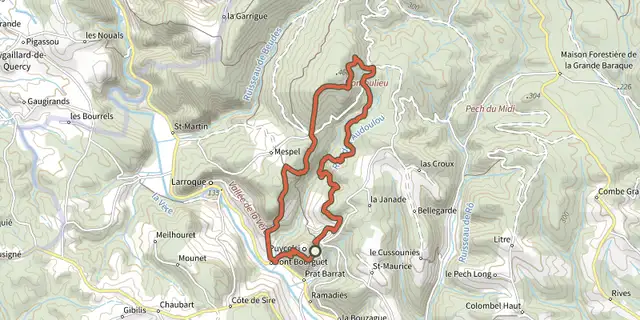 The Sentier du Patrimoine track on the IGN map