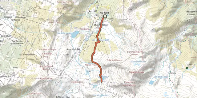 The Sentier des lacs track on the IGN map