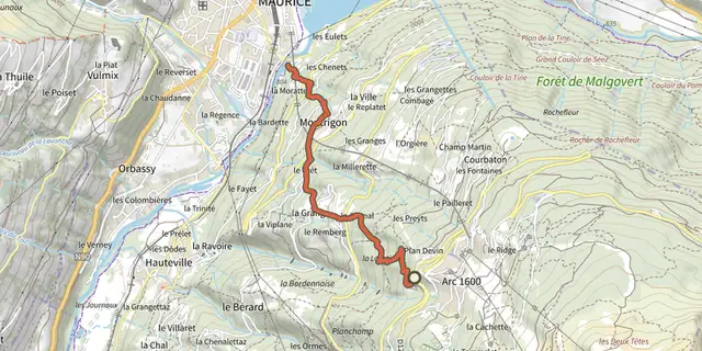The BSM <> Arc 1600 par Plan Devin track on the IGN map