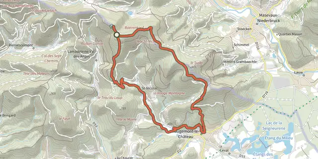 Tracé de Circuit du Baerenkopf sur le Plan IGN