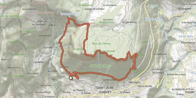 The Tour du Mont Peney track on the IGN map