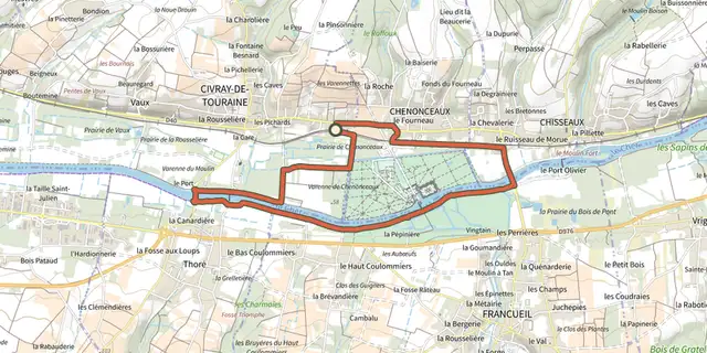 The Chenonceaux - Sur les Bords du Cher track on the IGN map