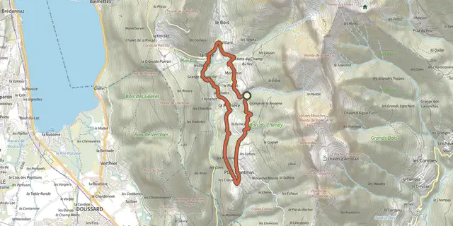 The Les Hameaux de Montmin track on the IGN map