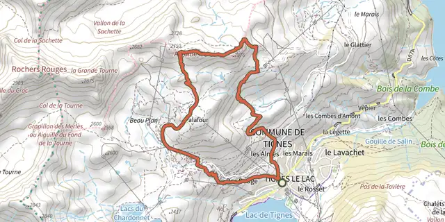 Tracé de L'Aiguille Percée sur le Plan IGN