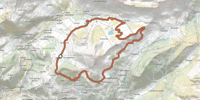 Tracé de Tour du Mont Lachat de Châtillon sur le Plan IGN