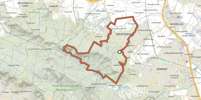 Tracé de Circuit de Bouffémont sur le Plan IGN