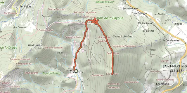 The Chemin du Goutaroux track on the IGN map