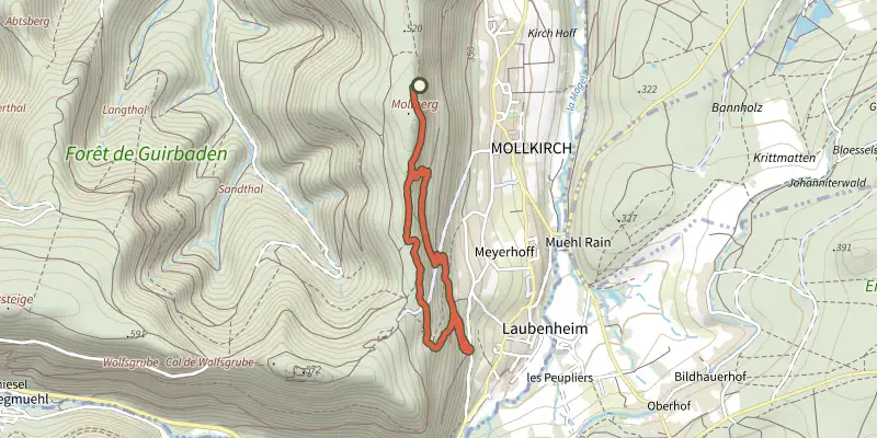 Carte du tracé de Le Sentier des Demoiselles de Pierre sur le Plan IGN, départ et points de passage numérotés