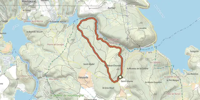 Tracé de Sentier des basses gorges sur le Plan IGN