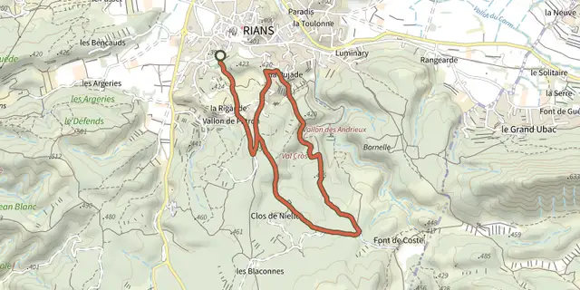 The La Rigaude track on the IGN map