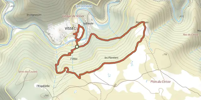 Tracé de Le Cirque de Vissec sur le Plan IGN