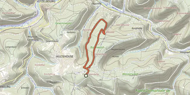 Tracé de Circulaire du Bannwald sur le Plan IGN