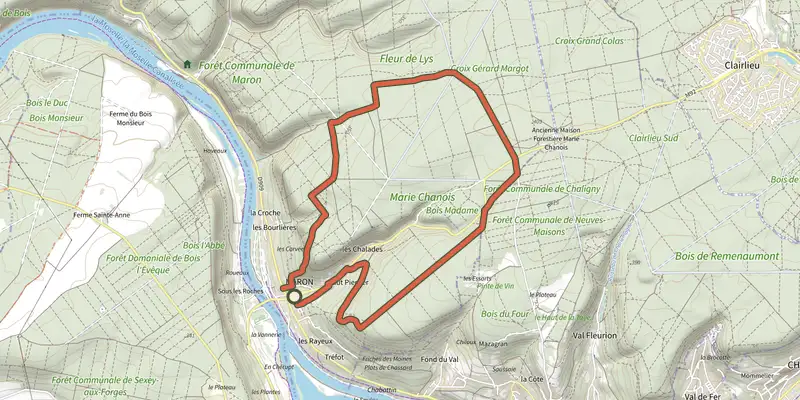 Map of the Circuit D1 track on the IGN map, with the start and numbered waypoints