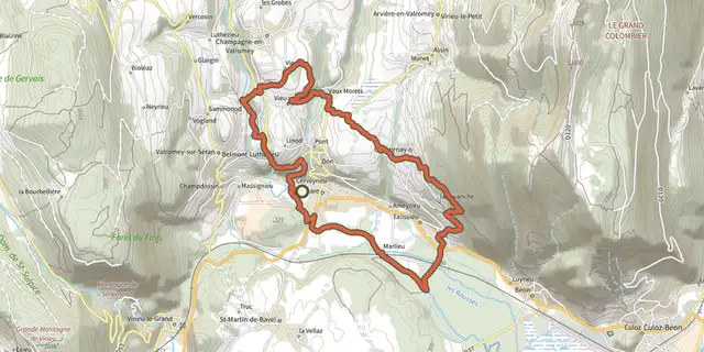 Tracé de Le pied du Grand Colombier sur le Plan IGN